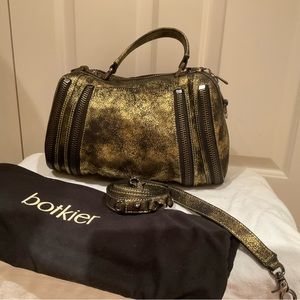 Botkier Ryder Rocker Chick Satchel Distressed Gold and Black